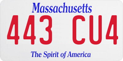 MA license plate 443CU4
