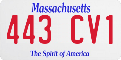 MA license plate 443CV1