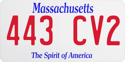 MA license plate 443CV2