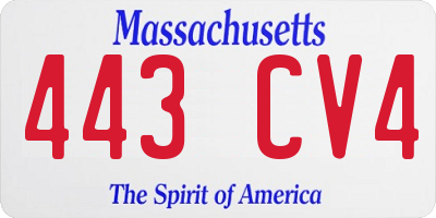 MA license plate 443CV4