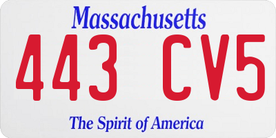 MA license plate 443CV5
