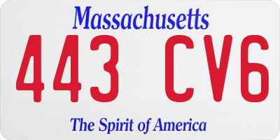 MA license plate 443CV6
