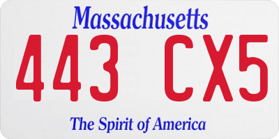 MA license plate 443CX5