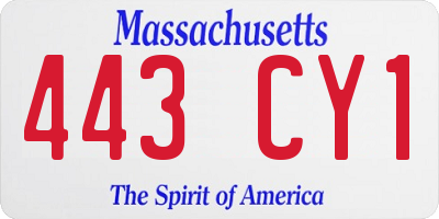 MA license plate 443CY1