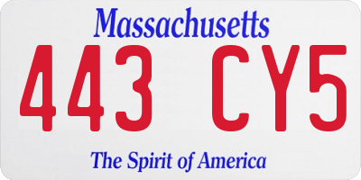 MA license plate 443CY5