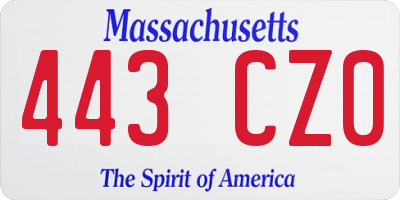 MA license plate 443CZ0