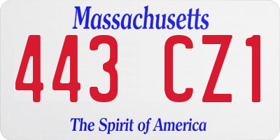 MA license plate 443CZ1