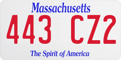 MA license plate 443CZ2