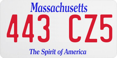 MA license plate 443CZ5
