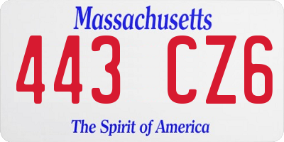 MA license plate 443CZ6