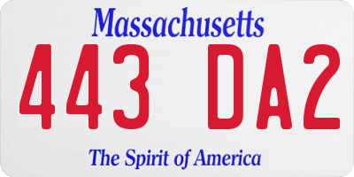 MA license plate 443DA2