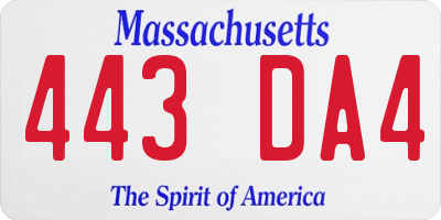 MA license plate 443DA4