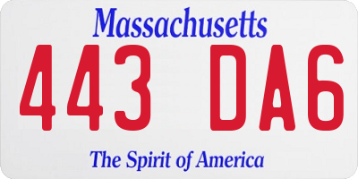 MA license plate 443DA6