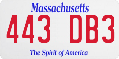 MA license plate 443DB3