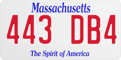 MA license plate 443DB4