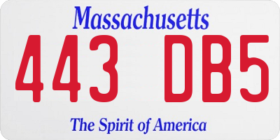 MA license plate 443DB5