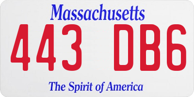 MA license plate 443DB6