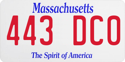 MA license plate 443DC0