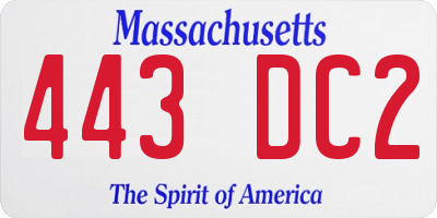 MA license plate 443DC2