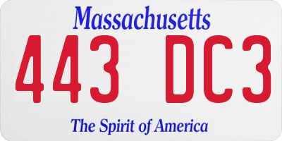 MA license plate 443DC3