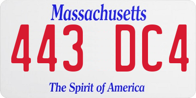 MA license plate 443DC4