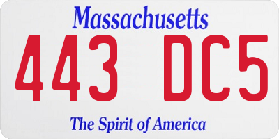 MA license plate 443DC5