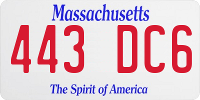 MA license plate 443DC6