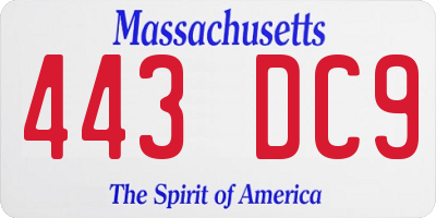 MA license plate 443DC9