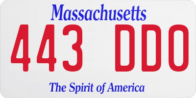 MA license plate 443DD0