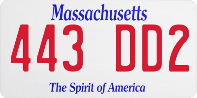MA license plate 443DD2