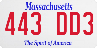 MA license plate 443DD3