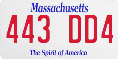 MA license plate 443DD4
