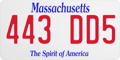 MA license plate 443DD5