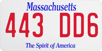 MA license plate 443DD6