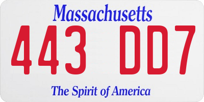 MA license plate 443DD7