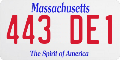 MA license plate 443DE1