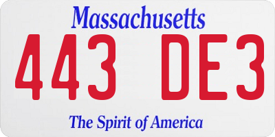 MA license plate 443DE3