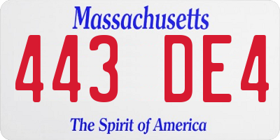 MA license plate 443DE4