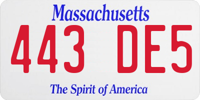 MA license plate 443DE5