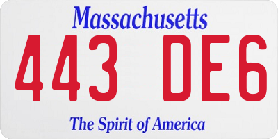 MA license plate 443DE6