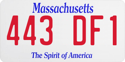 MA license plate 443DF1