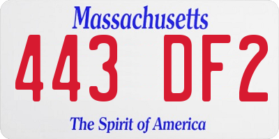 MA license plate 443DF2