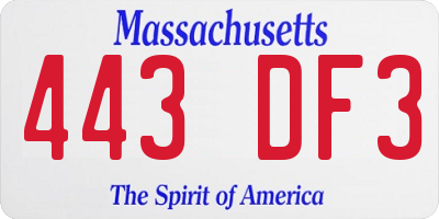 MA license plate 443DF3
