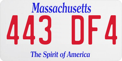 MA license plate 443DF4