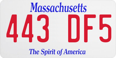 MA license plate 443DF5