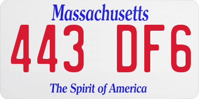 MA license plate 443DF6