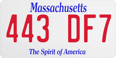 MA license plate 443DF7