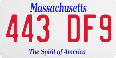 MA license plate 443DF9