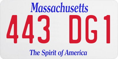 MA license plate 443DG1