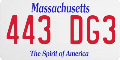 MA license plate 443DG3